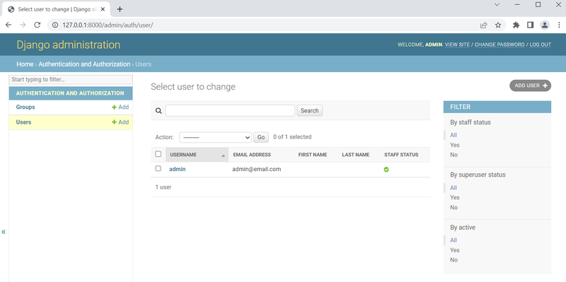 Django PostgreSQL Project Main Users List